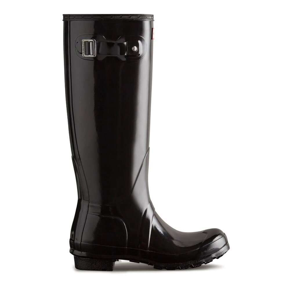 New Womens sz 8 HUNTER  Original Tall Gloss Rain Boots Black rubber